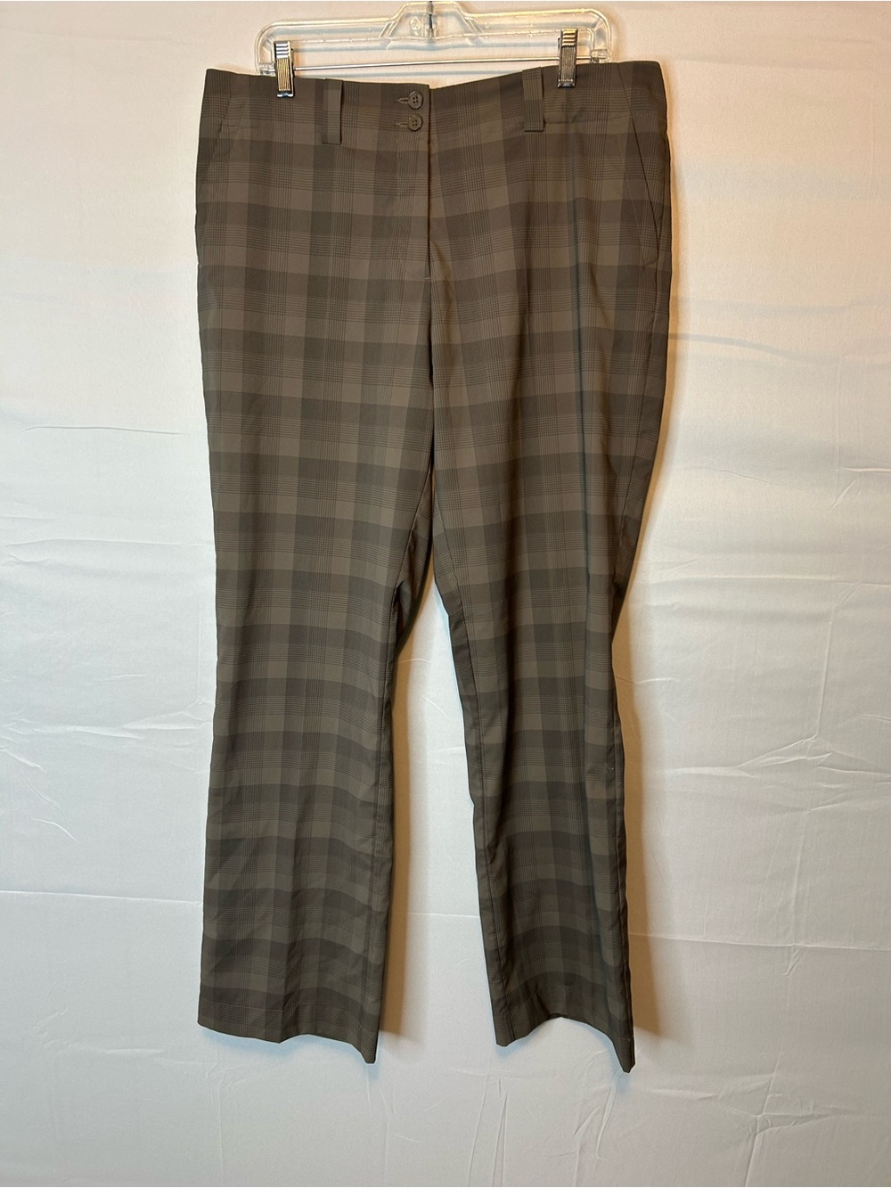 Nike Golf Women’s Size 14 Golf Pants Plaid Beige Full Length Golf Active 029